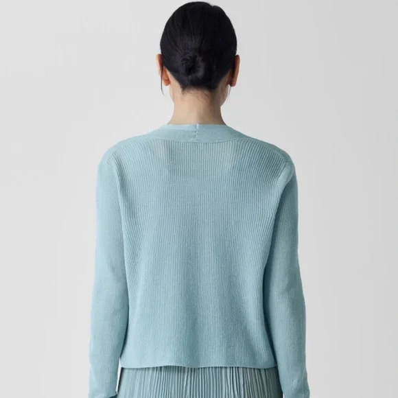 Eileen Fisher Organic Linen Cotton Cropped Cardigan - Picture 7 of 8